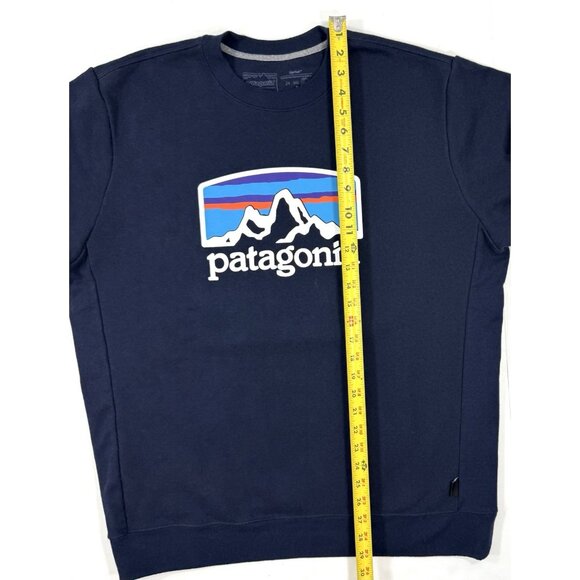 Patagonia Mens Sweatshirt Fitz Roy Horizons Uprisal Crew Size Large Navy Blue - Picture 10 of 10